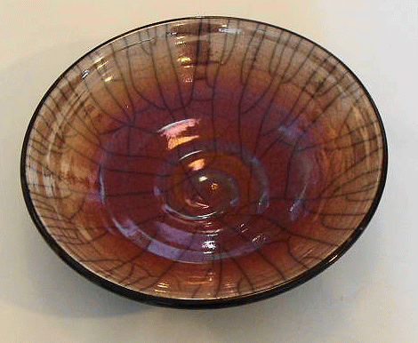 John Dunn Raku bowl - burgundy