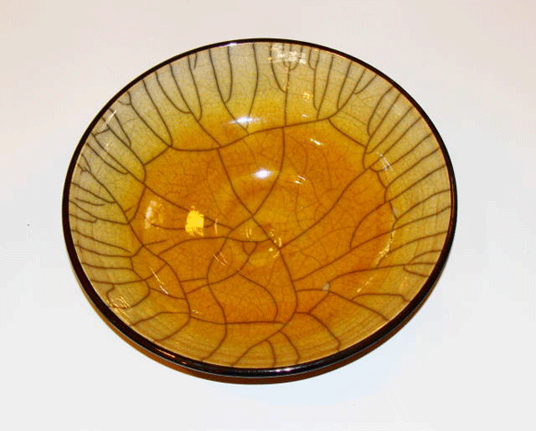 John Dunn Raku bowl - warm yellow